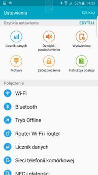 Ustawienia, folder i jego edycja, aplikacje, Smart Menedżer, S-health