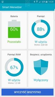 Ustawienia, folder i jego edycja, aplikacje, Smart Menedżer, S-health