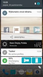 Powiadomienia, skróty, zasobnik, ostatnie aplikacje