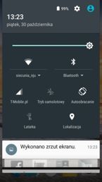 Powiadomienia, skróty, zasobnik, ostatnie aplikacje