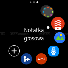 Menu główne zegarka i poszukiwanie telefonu