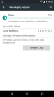 Zużycie baterii: włączony ekran, przeciętny czas pracy