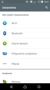 Menu ustawień