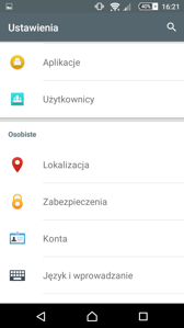 Menu ustawień