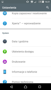 Menu ustawień