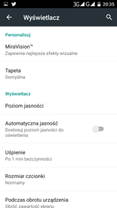 Ustawienia wyświetlania obrazu (MiraVision)