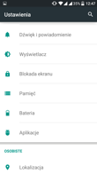 Menu ustawień Menu ustawień