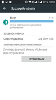 Zużycie baterii: średnie i przy włączonym ekranie